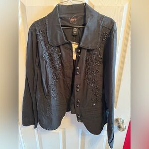 NWT Lane Bryant Black Embellished Blazer sz 14/16